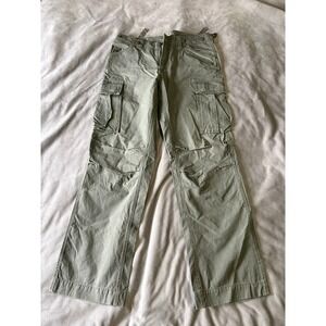 Old Khaki Mens Olive Green Cargo Trousers Straight Leg Cotton Pants